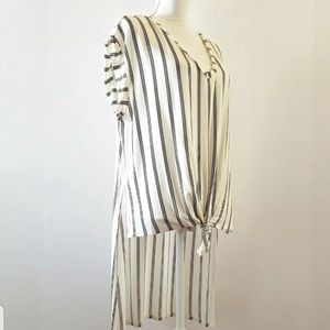 Lover Fire Retro Long Back Shirt Top White Black L